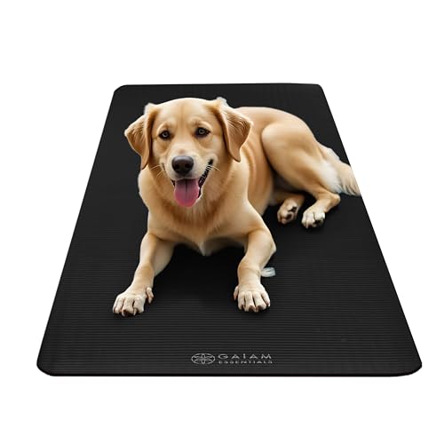Gaiam Yoga Mat, Pilates & Exercise Mat, Thick Mat 2/5" (10mm) Workout Mat with Easy-Cinch Carrying Strap for Home & Gym Workouts - color: Black