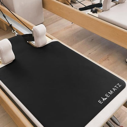 Premium Pilates Reformer Mat - Machine Washable Suede & Natural Rubber - Non-Slip, Hygienic Carriage Cover for Pilates Sessions - color: Black