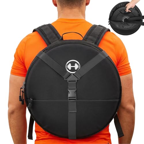 Weighted Backpack Weighted Vest for Fitness and Bodyweight Workouts, Adjustable Padded Straps, 15 LBS barbell Weight Plate Ideal for Training
