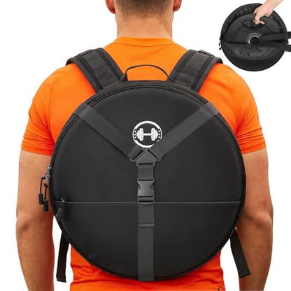 Weighted Backpack Weighted Vest for Fitness and Bodyweight Workouts, Adjustable Padded Straps, 15 LBS barbell Weight Plate Ideal for Training