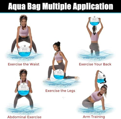 Solim Water Weights Aqua Bag Ball Shape, Sandbag Alternative for Strength Training, Portable Stability Fitness Equipment, Ultimate Core & Balance Trainer for Home Gym