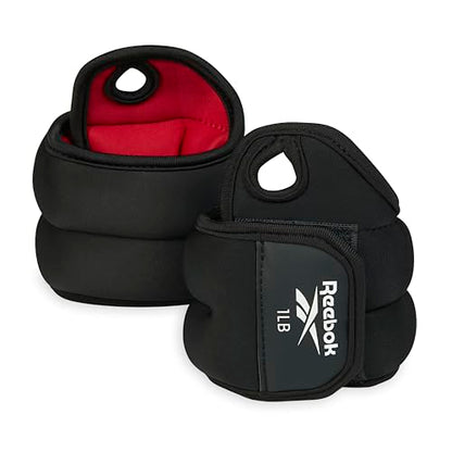 Reebok Wrist Weights, Wearable Weights with Thumb Loop for Arm Fitness, Boxing, Yoga, Walking & More, Polyester Spandex Wrist Wraps, Home Workout Essentials & Gym Accessories for Women & Men