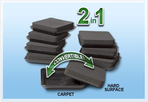 2-in-1 Convertible Furniture Slides for Carpet, Tile or Hardwood, Black (Set of 8)