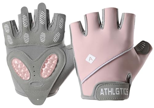Workout Gloves Women & Men, Semisolid Silica Gel Anti-Slip Weight Lifting Gloves for Women, Breathable Womens Workout Glove Fitness Glove - color: Pink, size: Medium