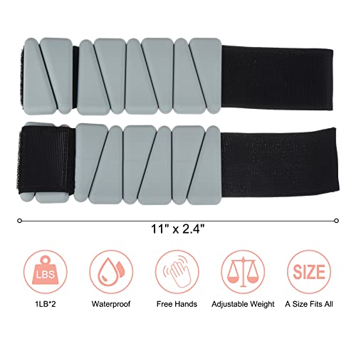 PATIKIL Ankle Weights for Women, 2Lbs Total (1Lb Each) Adjustable Wrist Weights with Removable Weights Arm Weights for Women & Men Yoga Training Walking Jogging Aerobics - color: Gray
