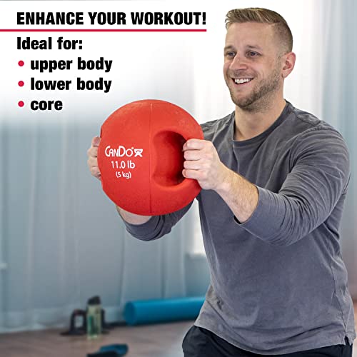CanDo Molded Dual-Handle Medicine Ball for Strength Training, Core Workouts, Warmups, Cardio, and Plyometrics with Handles for Home and Clinic Use - style: c) 11 lb