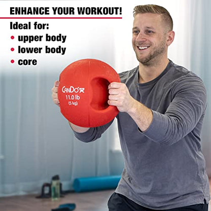 CanDo Molded Dual-Handle Medicine Ball for Strength Training, Core Workouts, Warmups, Cardio, and Plyometrics with Handles for Home and Clinic Use - style: c) 11 lb
