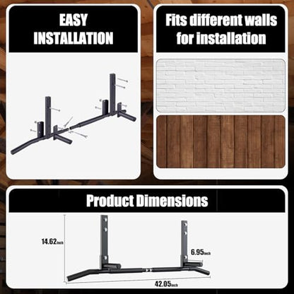Pull Up Bar, 42"Wide-Grip PullUp Bar Upgrade，Pull Up Bar Suitable for Wooden Beams and Concrete Beams Efficiently Targets More Muscle Groups，Pullup Bar Anti-Slip Grip Treatment，Easy Installation