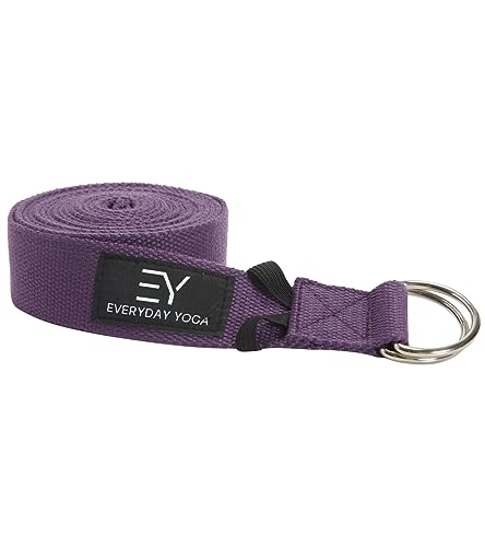 Everyday Yoga Strap with Metal D-Ring Athletic Stretching, 6ft/8ft/10ft - color: Plum, size: 10 Foot