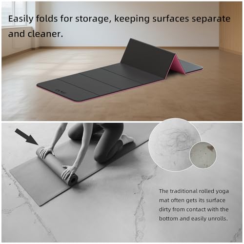 Foldable Yoga Mat 0.32 inches Thick(8mm), SGS Certified POE Material | Non Slip, 71 x 24 inches, Foldable for Travel, Pilates, Camping, Environmental Sports Mat, Odorless