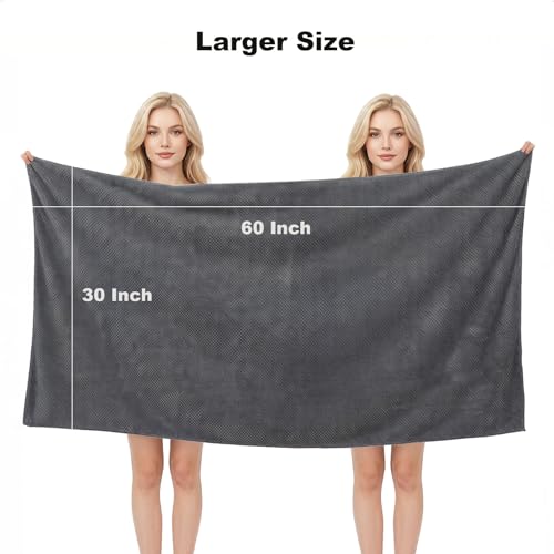 2 Pack Bath Towel Set, Waffle Bath Towel Set, Super Soft Highly Absorbent, Sturdy Quick Drying Towels for Bathroom, Gym, SPA, Yoga (2 Piece 30" x 60", 1Grey+1Purple)
