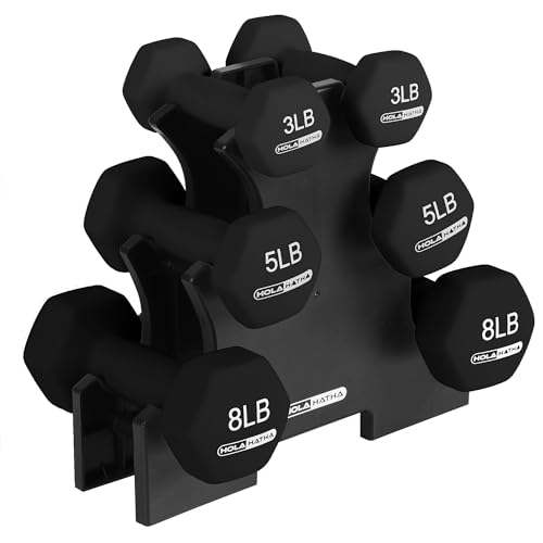 Neoprene Dumbbell Weights Set w/Rack, Home Gym Equipment - Portable Weighted Exercise Dumbbells for Fitness, Training, and Lifting Workouts - color: Black, size: 32 LB