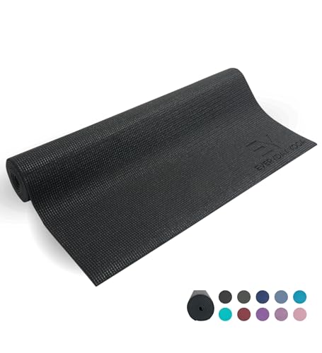 Everyday Yoga Deluxe Mat, Spacious 72"x24" Non-Slip Yoga Mat for Comfortable Home Workouts, 3-5mm Extra Thick - color: Black, size: 3mm Thick