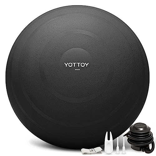YOTTOY Anti-Burst Exercise Ball for Working Out, Yoga & Pregnancy, Extra Thick Workout Ball for Physical Therapy & Fitness - color: black, size: 30IN/68-75cm