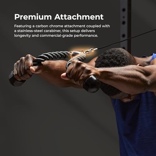 Sunny Health & Fitness Power Cage Squat Rack Upgrade Attachments, Dip Bar, Plate Bar Holder, Belt Squat, J Hook, Lat, Adapter, U Ring, Pull Up Bar, Landmine, Captain's Chair, Tricep Rope For Home Gym - style: Tricep Rope