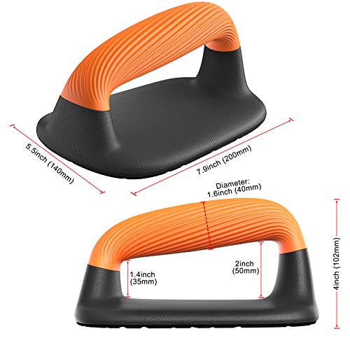 Kipika Push Up Bars Bundle - Anti-Slip Soft Plastic Handles, Stable Non-Slip Base, Perfect for Floor Strength Training - Black & Orange