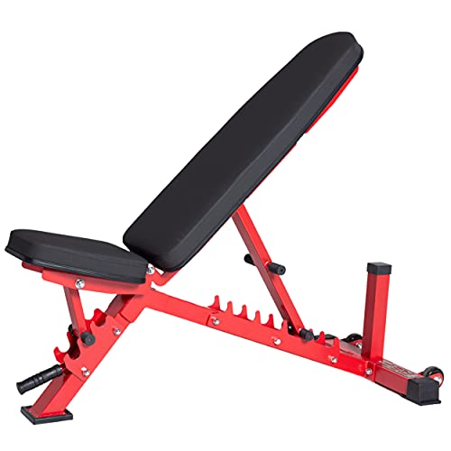 REP Adjustable Weight Bench | Home Gym Equipment | Foldable Workout Platform | Flat Incline Decline FID Design | Compact Strength Training Chair | Fitness Bench AB-3100 - color: Red