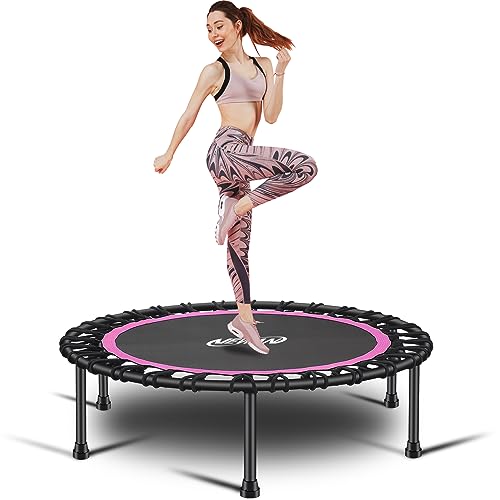 Newan 40"-48" Silent Mini Trampoline Fitness Trampoline Bungee Rebounder Jumping Cardio Trainer Workout for Adults-Max Limit 330lbs