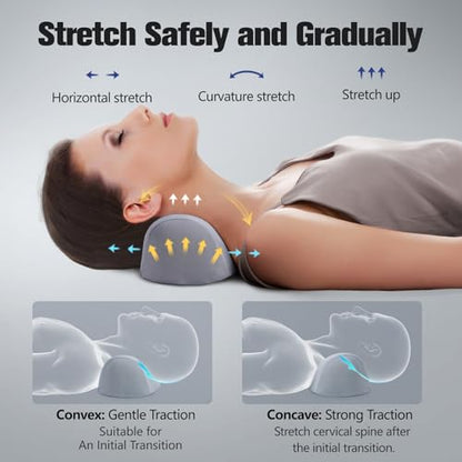 Small Neck Stretcher Pillow for Pain Relief, Soft Cervical Traction Device Neck Mild Support Pillow Memory Foam Cervical Neck Orthopedic Pillow for Tension Muscle Relax Relief (Grey)