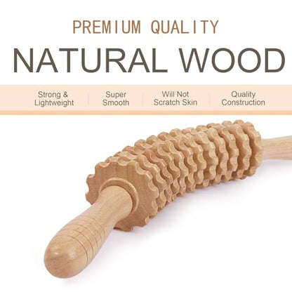 Wood Massage Roller Muscle Roller Cellulite Massage Tool Fascia Blaster Lymphatic Drainage Massager Wood Therapy Massage Tools for Deep Tissue Muscle Relief Recovery(12-Wheel) - style: 12-Wheel Massager