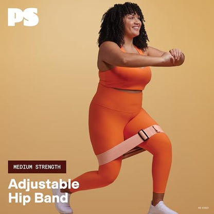 POPSUGAR Adjustable Hip Resistance Band (Coral), Medium Strength Exercise Band for Men & Women, 4 Resistances for Toning Legs, Glutes, Lower Body Workout, Non-Slip Comfort-Grip Fabric Elastic Band