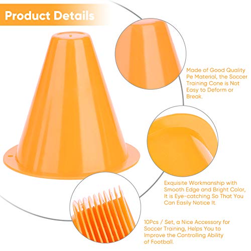 Cocoarm Pack of 10 Marker Cones, Football Marker Cones, Traffic Cones, Marker Cones, Training aids, Multifunctional Cones for Children, Football, Equestrian Sports, Home Fitness and Dog Training