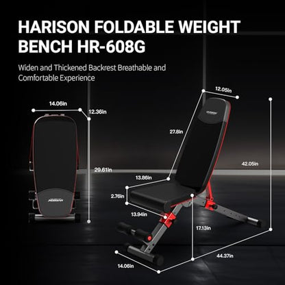 Weight Bench, Foldable Weight Benches for Home Gym with 800 LBS, Bench Press Full Body Workout, Adjustable Workout Bench for Home Gym Strength Training