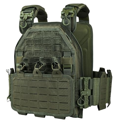 YAY YAKEDA Quick Release Tactical Laser-Cutting Vest Multicam Lightweight Vest - color: Green