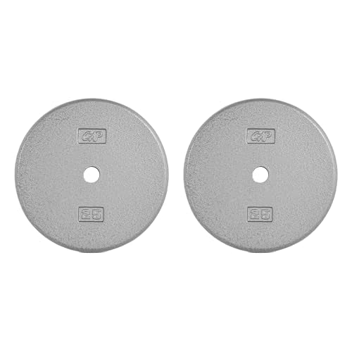 CAP Barbell Standard 1-Inch Cast Iron Weight Plates - Singles & Sets | 1.25-50 lbs | Multiple Options - color: Gray, size: 25 lb - Set of 2