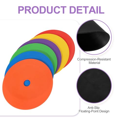 PATIKIL Spot Markers, Non-Slip Floor Dots Agility Markers Flat Field Cones Poly Dot with Hole for Gym PE