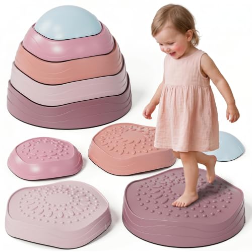 Lehoo Castle Stepping Stones for Kids, Toddler Girl Sensory Outdoor Toys - color: Pink