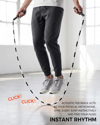 YUEDONG Soft Beaded Jump Rope for Teens & Adults, World Champion Luke Boon Collaboration, Adjustable Freestyle Jump Rope with 20cm Long Handles, Tangle-Free TPU Beads for Rhythm Training, Fitness Workout & Tricks