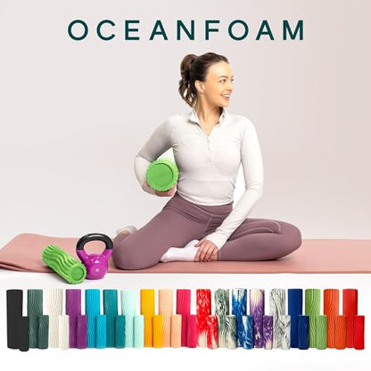 Tidal Roller - Algae Green - Muscle Massage Foam Roller for Back Pain & Stretching - Firm and Ergonomic Wide Wave Textured - Yoga, Athletics, & Wellness - Full Size, 20" x 5" - color: Algae Green