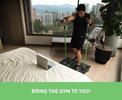 Home Gym 2.0 - Full Portable Gym Home Workout Package, Includes 1 Set of Resistance Bands (2) - Collapsible Resistance Bar, 2 Handles + More - Full Body Workouts for Home, Travel or Outside