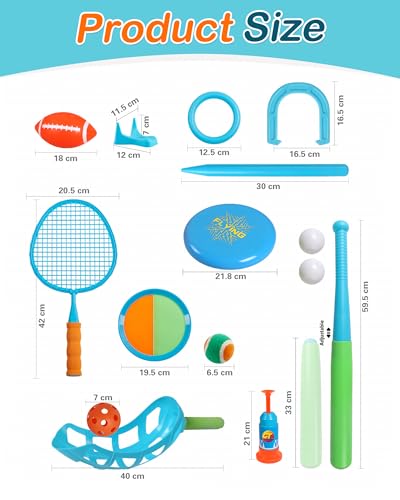 Outdoor Toys for Kids Ages 4-8, 8-in-1 Backyard Games Set with Multiple Sports Activities, Outdoor Family Play for Boys and Girls, Ideal for Parties, Camping & Birthday Gifts