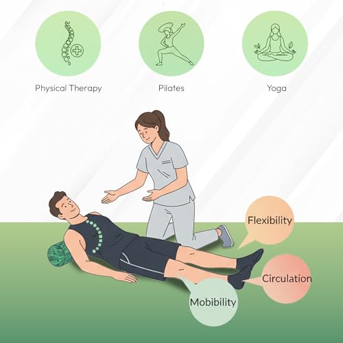 Soft Density Foam Roller 36" x 6" – Low Density Physical Therapy Roller for Exercise, Pilates, Yoga, Gentle Massage & Muscle Recovery – Green Marbled Round