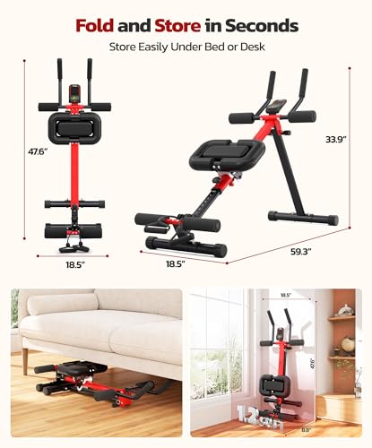 Yoleo Ab Machine for Home, 2-in-1 Adjustable Ab Trainer Machine, Foldable - color: V2.0 Rowing Machine