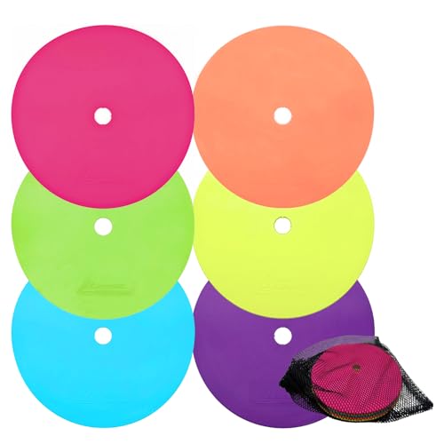 9 Inch Flat Cones, Spot Markers, Soccer Cones, Field Court Markers, Sit Spots, Flat Discs, Soccer Training Equipment, Agility Practice, Football, Made in Taiwan - style: 9 inch with 6 pcs