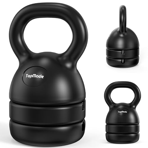 TopMade Adjustable Kettlebell Weights Set Cast Iron Exercise Fitness Kettle Ball Grip 5, 8, 9,12lb Free Weight Men Women Kettlebells for Home Gym Workout Ballistic, Core,Strength Training