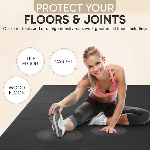 Gorilla Mats Extra Large Exercise Mat – 9'x6', 12'x6', 15'x6' (1/4" Thick) – Ultra Durable Workout Mat for Home Gym Flooring – Non-Slip, Flat Fitness, Yoga & Weight Lifting Floor Mat