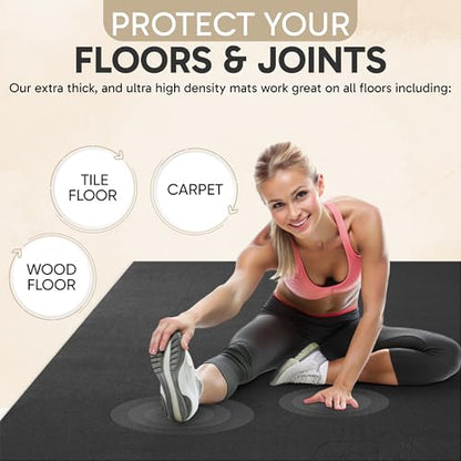 Gorilla Mats Extra Large Exercise Mat – 9'x6', 12'x6', 15'x6' (1/4" Thick) – Ultra Durable Workout Mat for Home Gym Flooring – Non-Slip, Flat Fitness, Yoga & Weight Lifting Floor Mat