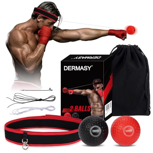 Dermasy® Upgraded Boxing Reflex Ball, Boxing Training Ball with Headband Perfect for Reaction, Punching Speed, Fight Skill, Fitness, Newst Boxing Equipment - style: 2 balls