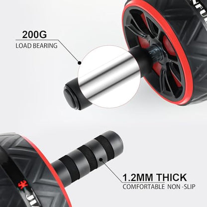 Ab Roller Wheel with Knee Pad, Ab Wheel Roller for Abs Workout & Core Strength Training, Dual Wheel Abdominal Exercise Equipment for Home Gym Fitness for Men & Women