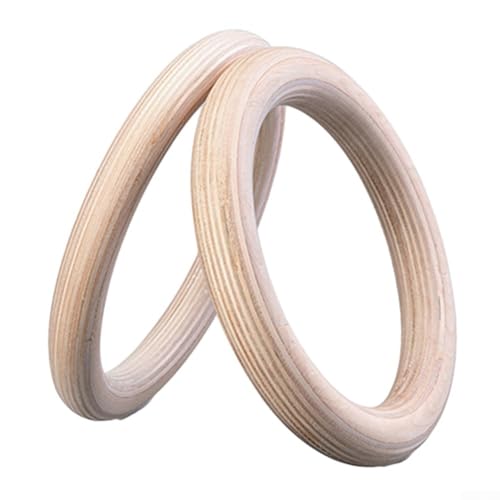 19/25mm Wood Gymnastics Rings 2Pcs For Adult Fitness Calisthenics Strength Training Equipment For Enhanced Workout Control, Solid Birch Wooden, Non-Slip Grip