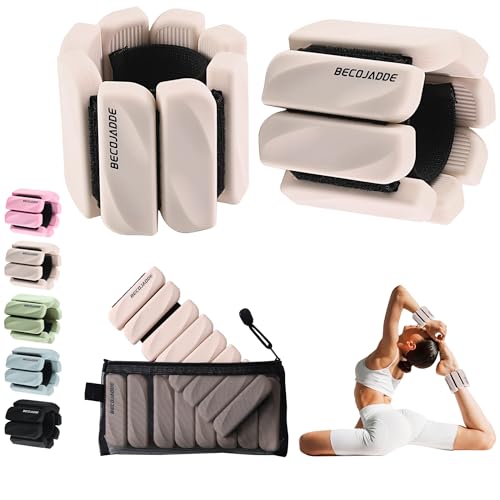 Ankle Weights Set of 2 (1 lb/2 lb Each) for Women Men Adjustable Wrist Bracelet for Home Gym Weighted Bangles Wristbands Leg Arm Weights for Walking Swimming Running Pilates Yoga Gym - color: Beige, size: 2 Lb Pair (1 Lb Each)