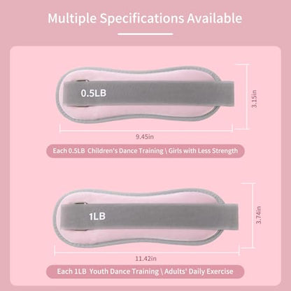 Ankle Weights for Women & Kids - 0.5LB/1LB Each Wrist/Ankle Weight Pair (1LB/2LB Total) Adjustable Arm/Leg Weights for Walking, Running, Pilates, Home Workout with Comfortable Straps (Pink) - size: 1 lbs Pair (0.5lbs Each)