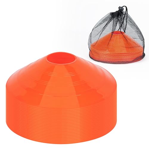 CARTMAN Plastic Training Cones (Set of 12/24 Pack 9" or 12/24 Pack 7" or 12/24 Pack Disc Cone) Agility Soccer Cones, Indoor Outdoor and Festive Events Field Marker Agility Cones - style: Disc 24pk