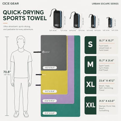 2 Pack Microfiber Travel Towel, Soft Lightweight Quick Dry Towel, Super Absorbent Compact Travel & Sports & Beach Towels for Camping, Backpack, Gym, Swimming, Yoga, Hiking (Purple, Small + Medium)