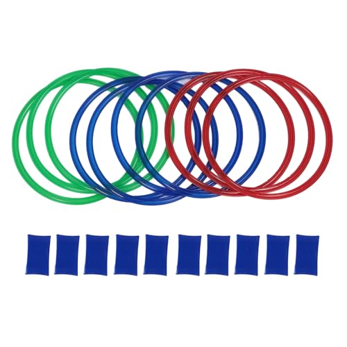 Ring Toss Game, 11in Plastic Rings for Focus Balance and Hand Foot Coordination, Obstacle Course Agility Rings with 10 Connectors for Kids Indoor Outdoor Playground