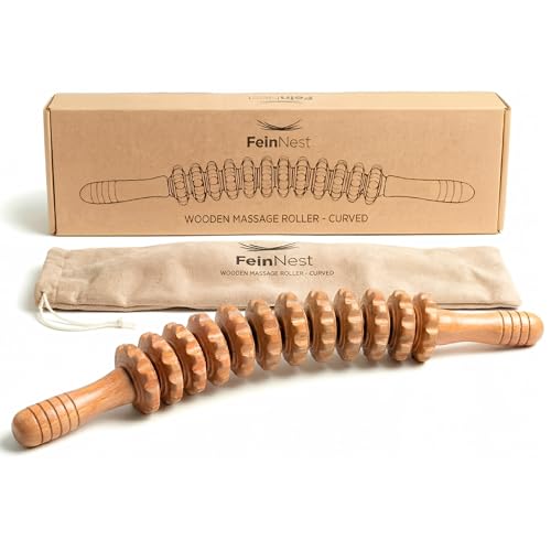 Curved Muscle Roller Stick – Deep Tissue Massage Stick for Muscle Recovery & Sports Therapy, Manual Massage Roller for Legs, Back & Trigger Points (Zero Flex Steel Core) with Travel Bag